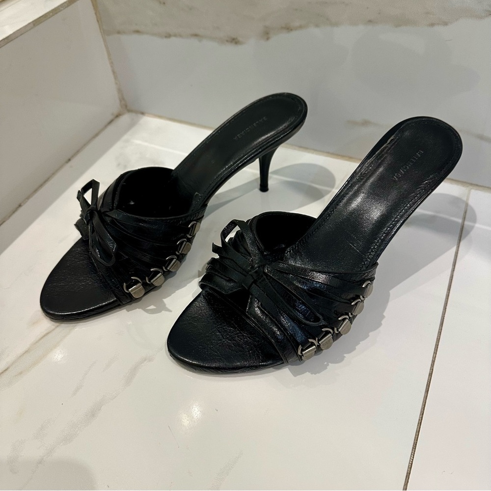 Balenciaga Cagole High Heel Slides – Size 37, Noir